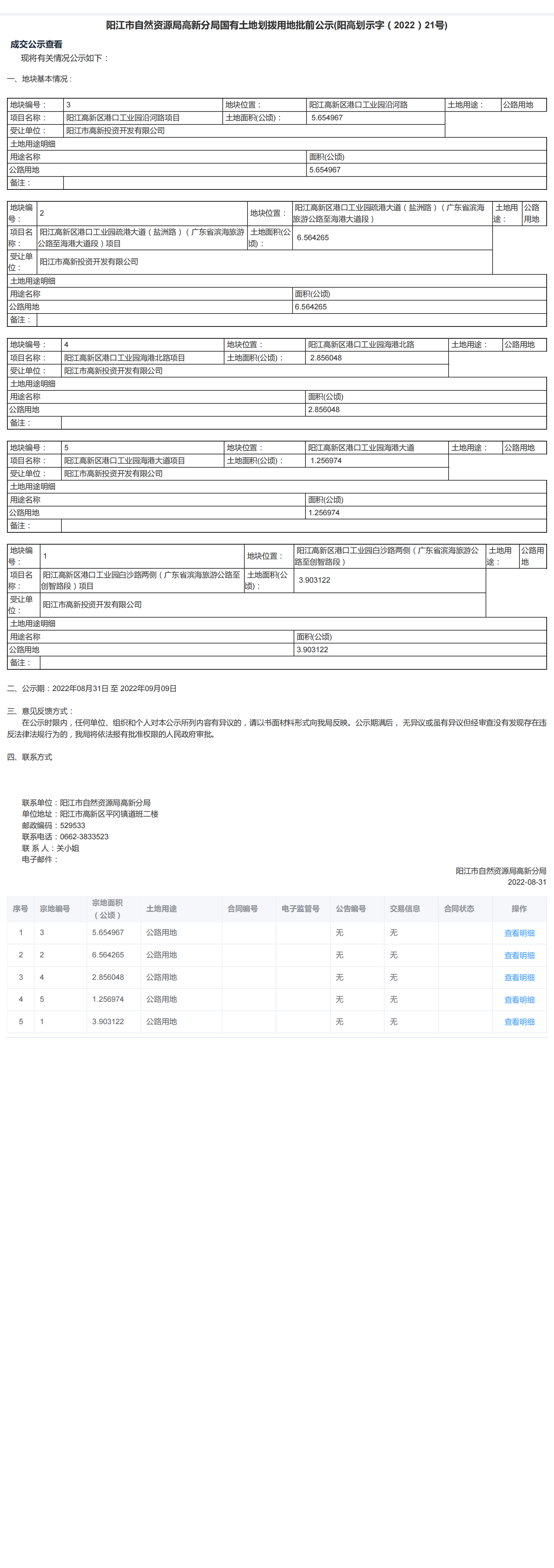 陽江市自然資源局高新分局國有土地劃撥用地批前公示（陽高劃示字（20220）21號）_00.png